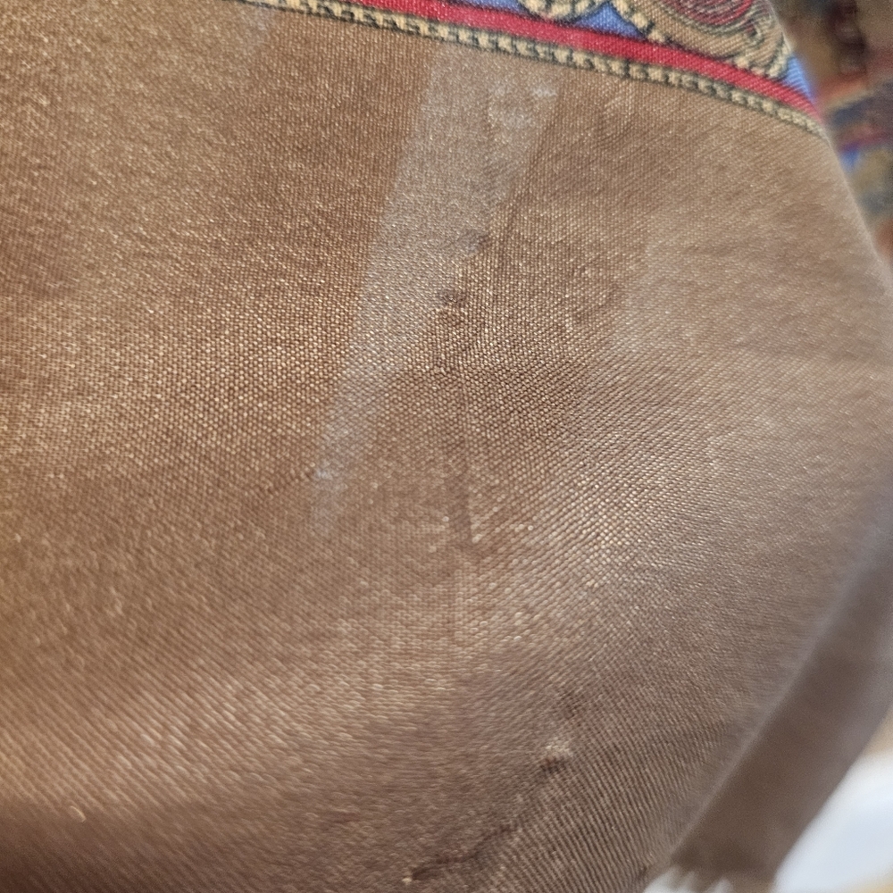 🐕 Vintage Roger Laurent Paris Brown Paisley Scarf 🐕 - Picture 10 of 12